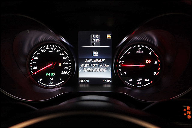 V220d AdBlue警告灯 非常モードまで64km カウントダウン表示