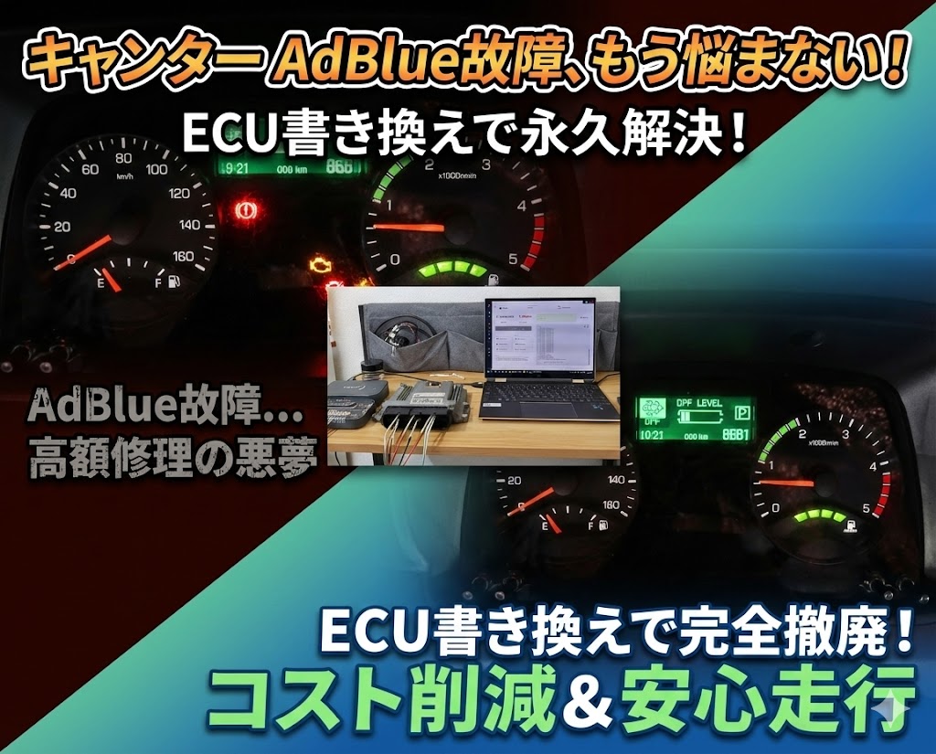 キャンターAdBlue故障 ECU書き換えで永久解決