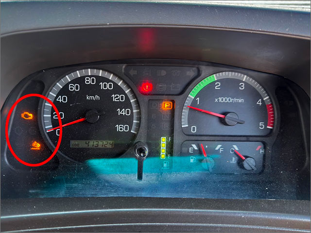 メーター警告灯点灯