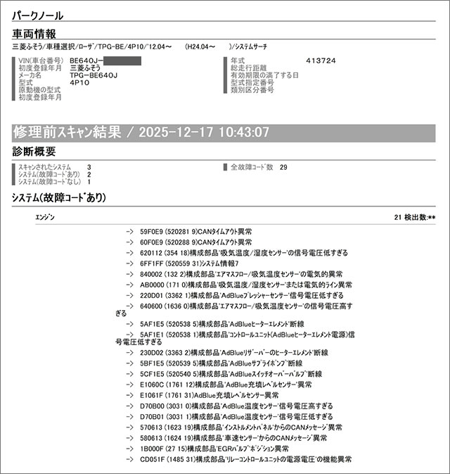 BOSCH診断機画面