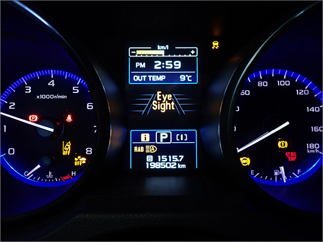 スバル レガシィBN9 入庫時メーター AT OIL TEMP警告灯点灯 走行距離198502km