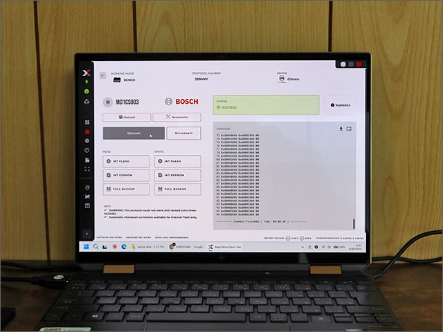 FLEXでBoschMD1CS003へBENCH接続 コネクト成功画面